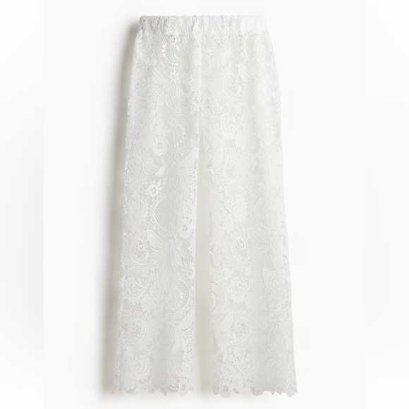 NWT H&M WIDE-LEG LACE PANTS - Picture 3 of 7
